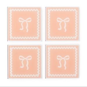 3 for $15 SALE Target Bullseye Coquette Pink & White Bow 4 Pack Coasters